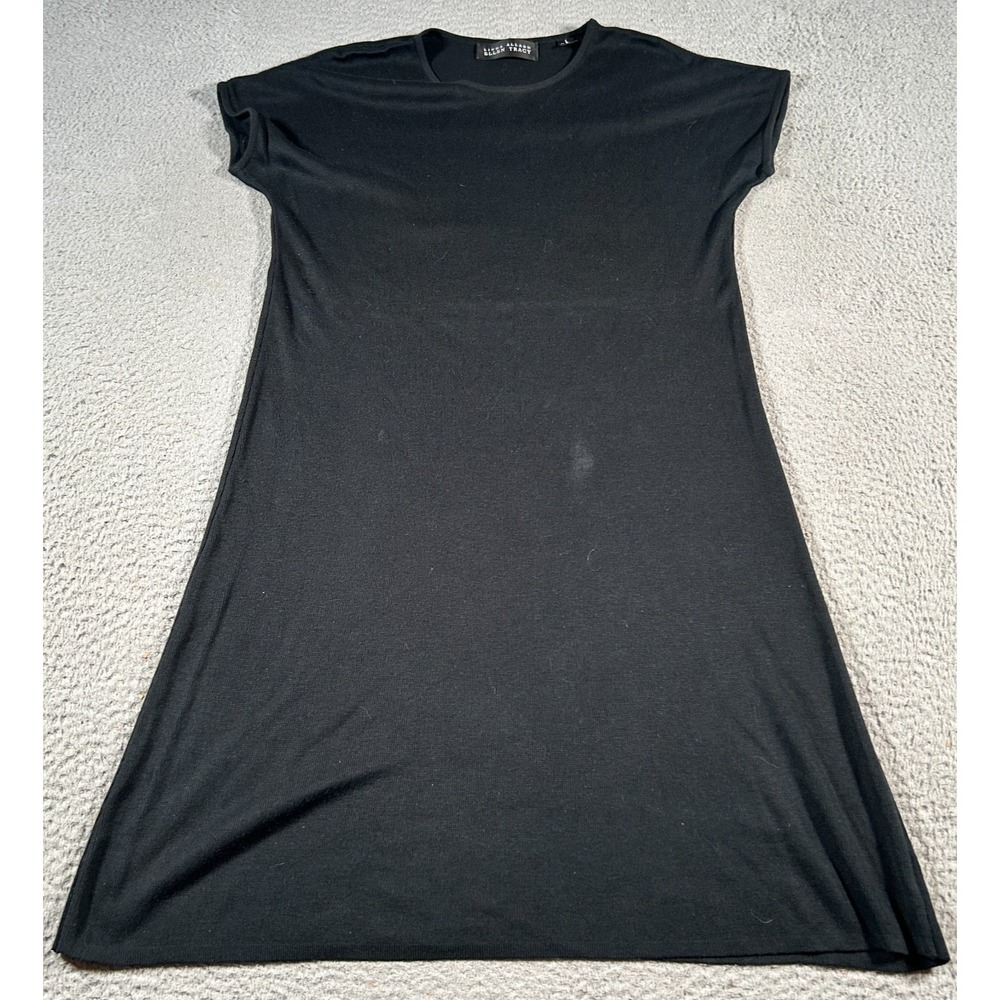 Linda Allard Ellen Tracy Sweater Dress Womens Large Black Rayon Knit USA Made